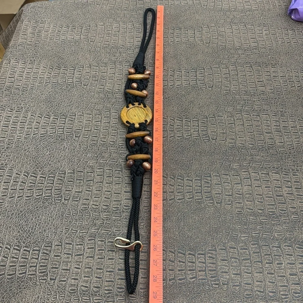 Boho Macramé Rope Belt w Wood Beads | Adjustable Festival Hippie Belt